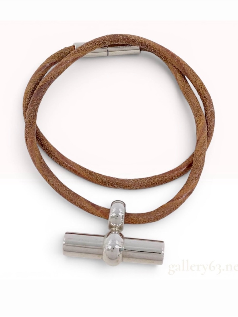 Hermes Tournis Tresse Brown Leather Wrap Bracelet